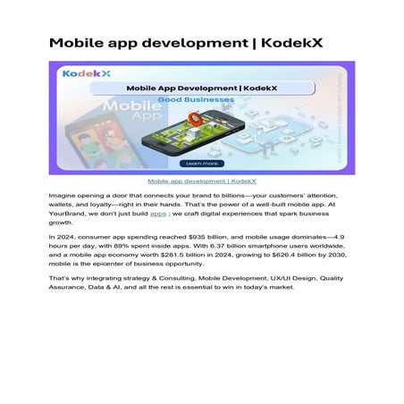 Mobile app  development Company KodekX
