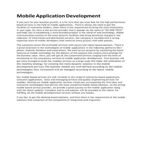 Mobile application development