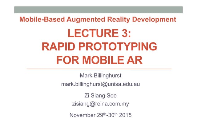 Mobile AR Lecture 3 - Prototyping