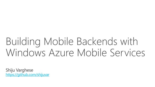 Windows Azure Mobile Services