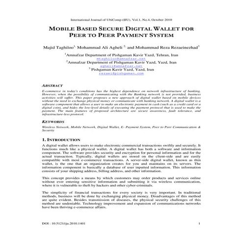 Mobile based secure digital wallet for peer to peer payment system