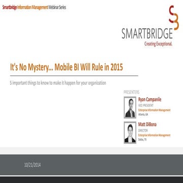 It's No Mystery... Mobile BI Will Rule in 2015