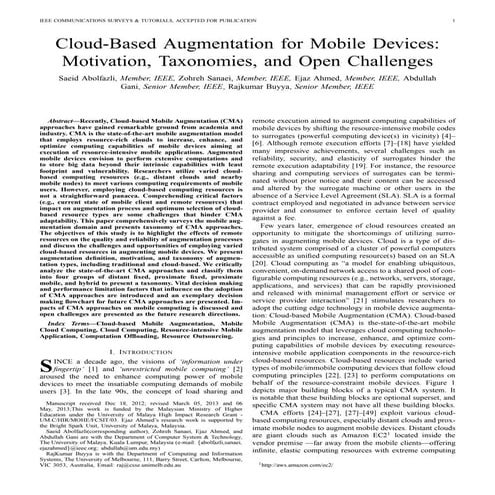 Cloud-based augmentation for mobile devices: Motivation, Taxonomy, and Open C...