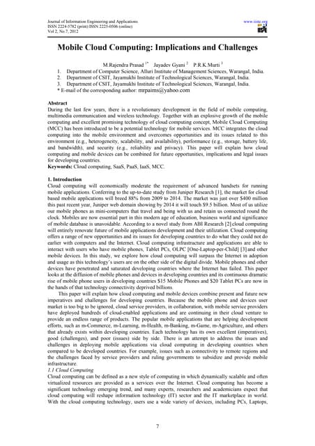Mobile cloud computing  implications and challenges