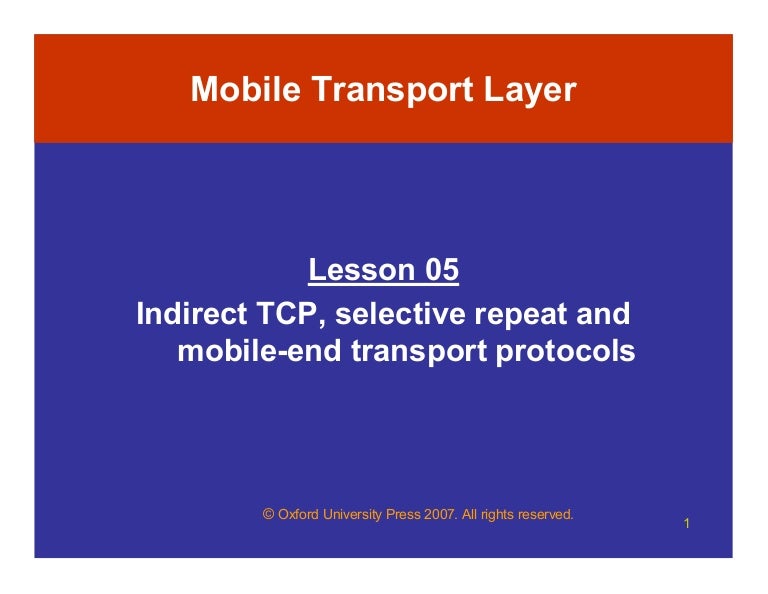 Mobile computing : Indirect TCP