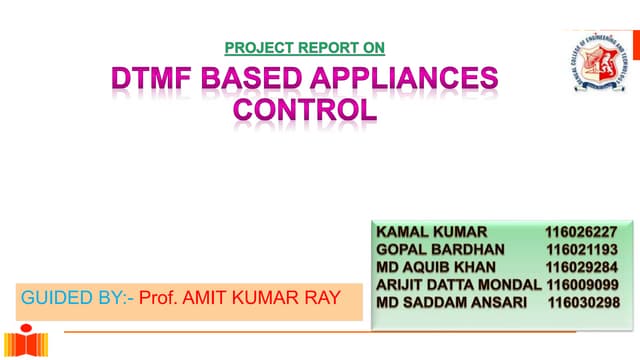 DTMF base Mobile controlled  appliances control