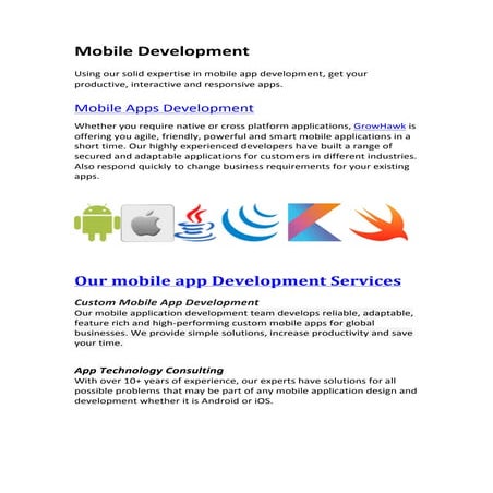 Mobile development