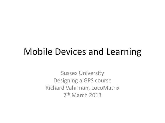 Mobile devices and learning