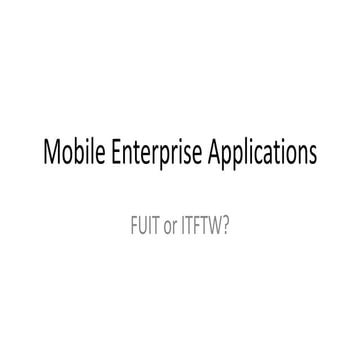 Mobile Enterprise Applications