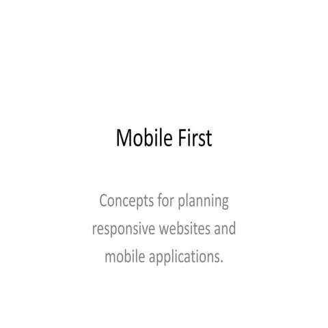 Mobile first web principles
