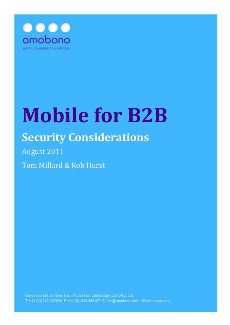 Mobile For B2B Security Considerations