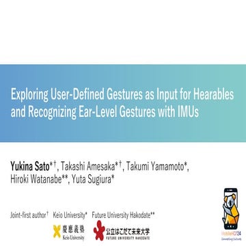 Exploring User-Defined Gestures as Input for Hearables and Recognizing Ear-Le...