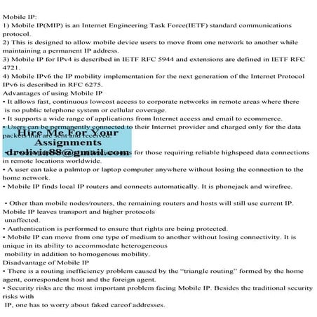 Mobile IP1) Mobile IP(MIP) is an Internet Engineering Task Force(.pdf
