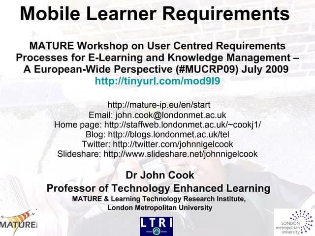 Mobile Learner Requirements