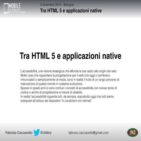 Mobile learning Bologna - Tra html 5 e applicazioni native.