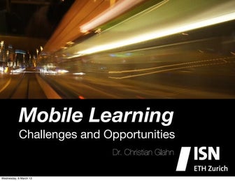 Mobile learning - Challenges and Opportunities for Security and Defense
