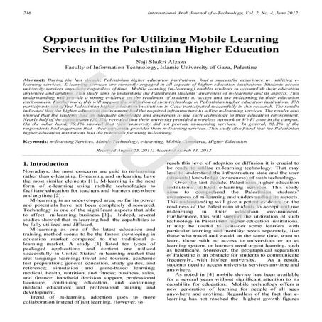 Mobile learning services in the palestinian higher education | PDF