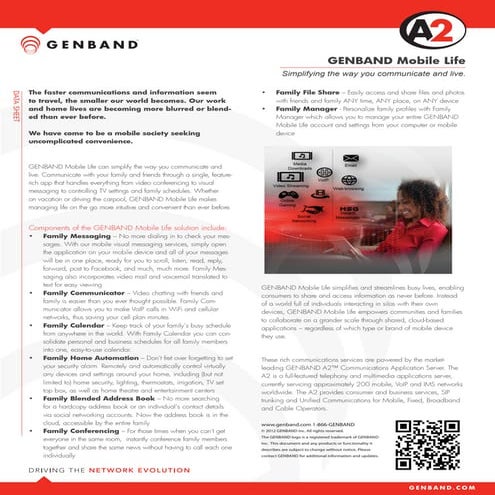 GENBAND Mobile Life datasheet