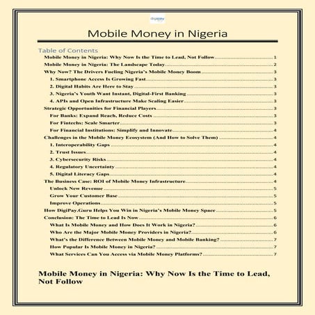 Strategic Insights Mobile Money in Nigeria