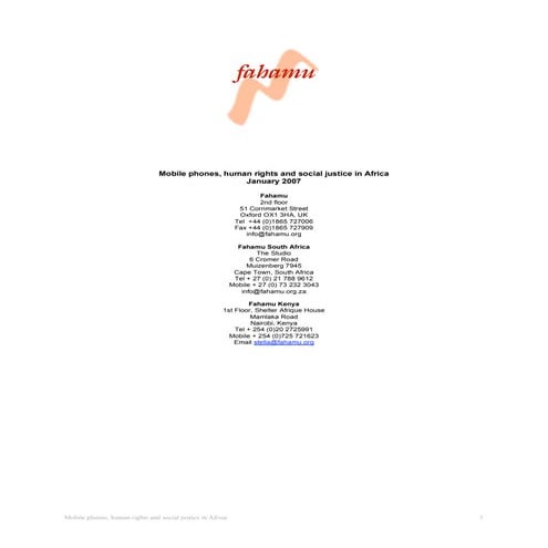 Mobile phones, human rights and social justice in africa