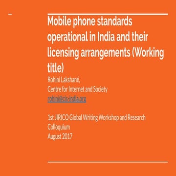 Mobile phone standards operational in India and their patent licensing arrangements