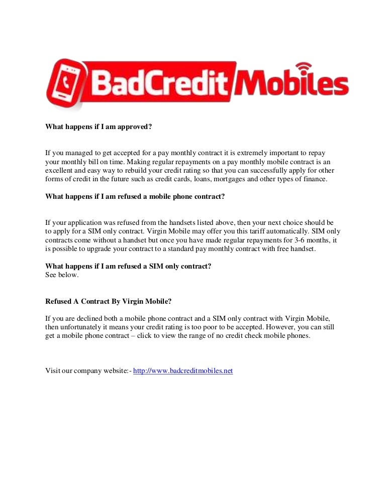 Mobile phone with bad credit