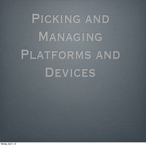 Mobile Platforms And Devices