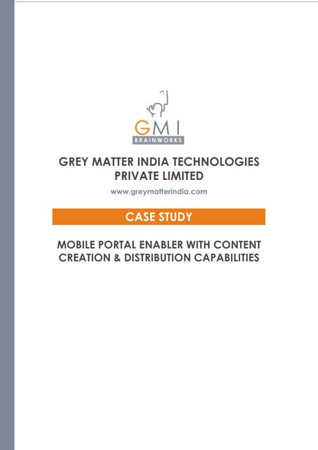 Mobile Portal Enabler With Content Creation Distribution Capabilities