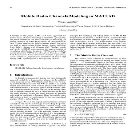 Mobile radio chaneel matlab kostov