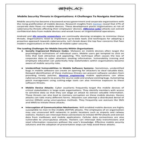 Mobile Security Threats In Organisations: 4 Challenges To Navigate And Solve