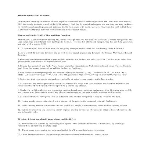Mobile seo