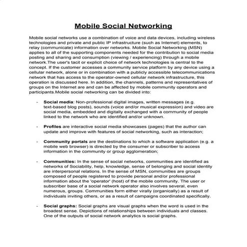 Mobile social networking 