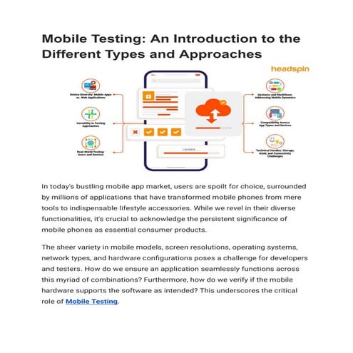 Mobile Testing An Introduction to the Different Types and Approaches