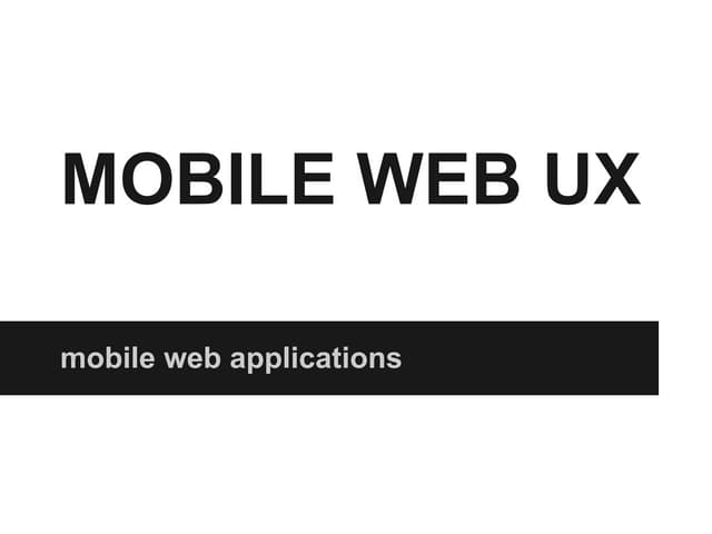 Mobile Web UX - TdT@Cluj #17