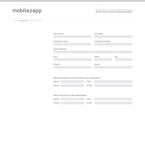 Mobilezapp Questionnaire