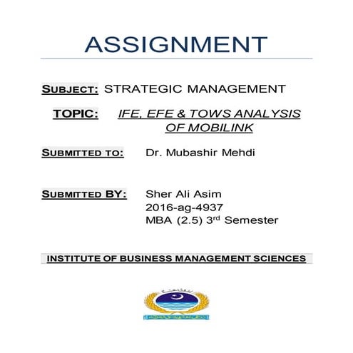 SWOT ANALYSIS OF MOBILINK