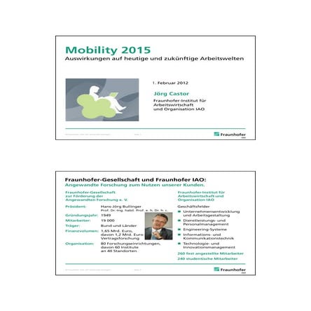Mobility 2015 - Auswirkungen auf zukünftige Arbeitswelten