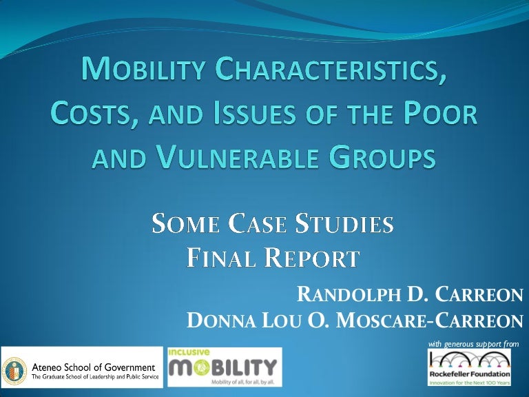 Mobility characteristics, costs, and issues of the poor and vulnerabl…