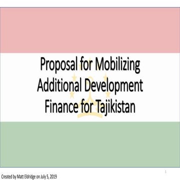 Mobilizing Additional Development Finance for Tajikistan | PPT
