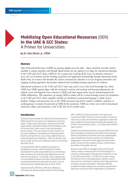 Mobilizing OER in the UAE and Gulf States