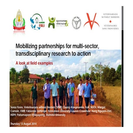 Mobilizing partnerships for multi-sector transdisciplinary research to action...