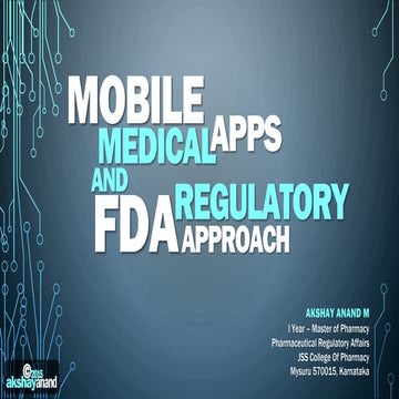 Mobile Medical Apps and FDA Regulatory Approach