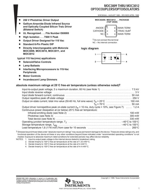 Moc3011 optoacop motores 125 v