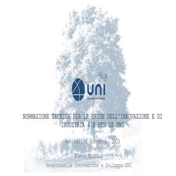 NORMAZIONE TECNICA PER LE SFIDE DELL'INNOVAZIONE E DI INDUSTRIA 4.0 PER LE PMI