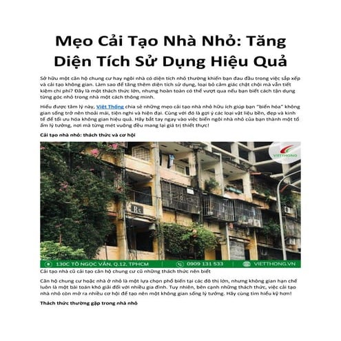 Mẹo Cải Tạo Nhà Nhỏ Cùng Việt Thống Nha.pdf
