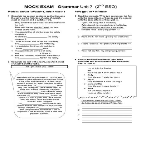 Mock exam unit 7 (2 nd eso)