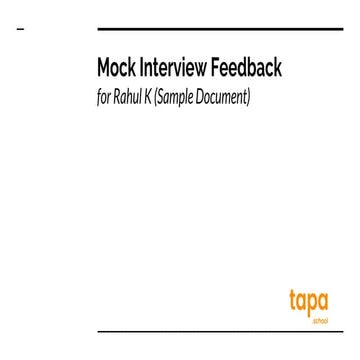 Mock Interview - Sample Feedback by tapa.school