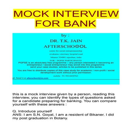 Mock interview for banking 