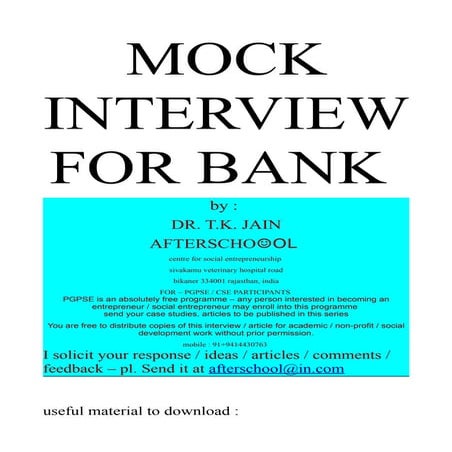 Mock interview for banking