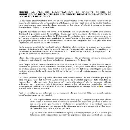 Moc modificació de plantilles i el procés de matriculació en la localitat de ...